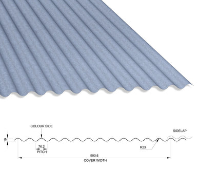 13/3 Thick Galvanised Corrugated Roofing Sheets 1000mm Width With