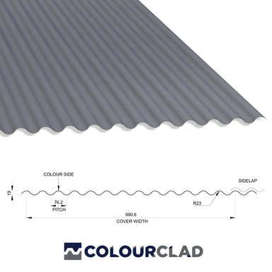 13/3 Corrugated 0.5 Thick PVC Plastisol Coated Roof Sheet Merlin Grey (18B25) 1000mm Width