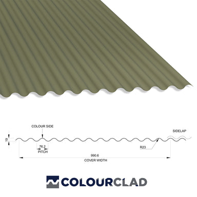 13/3 Corrugated 0.5 Thick PVC Plastisol Coated Roof Sheet Olive Green (12B27) 1000mm Width
