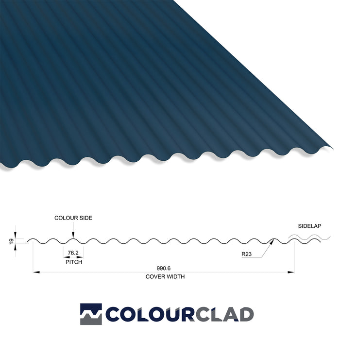 13/3 Corrugated 0.7 Thick PVC Plastisol Coated Roof Sheet Slate Blue (18B29) 1000mm Width With Anticon