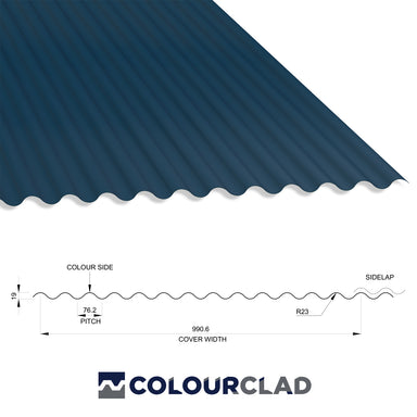 13/3 Corrugated 0.5 Thick PVC Plastisol Coated Roof Sheet Slate Blue (18B29) 1000mm Width