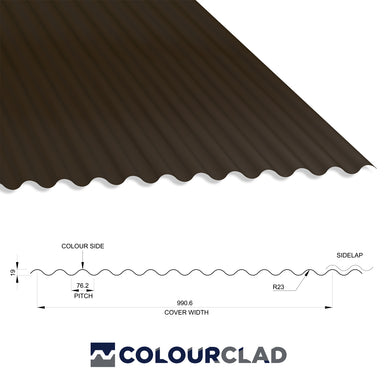 13/3 Corrugated 0.7 Thick PVC Plastisol Coated Roof Sheet Vandyke Brown (08B29) 1000mm Width With Anticon