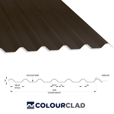34/1000 Box Profile 0.7 PVC Plastisol Coated Roof Sheet Vandyke Brown (08B29) 1000mm Width