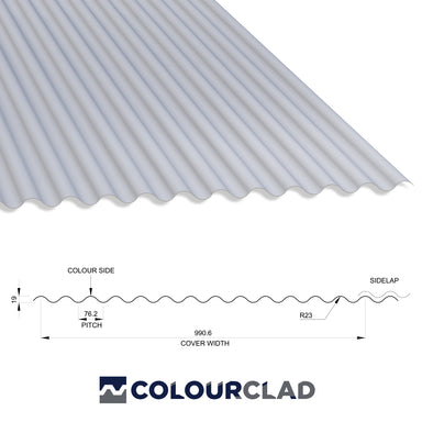 13/3 Corrugated 0.7 Thick PVC Plastisol Coated Roof Sheet White (00E55) 1000mm Width