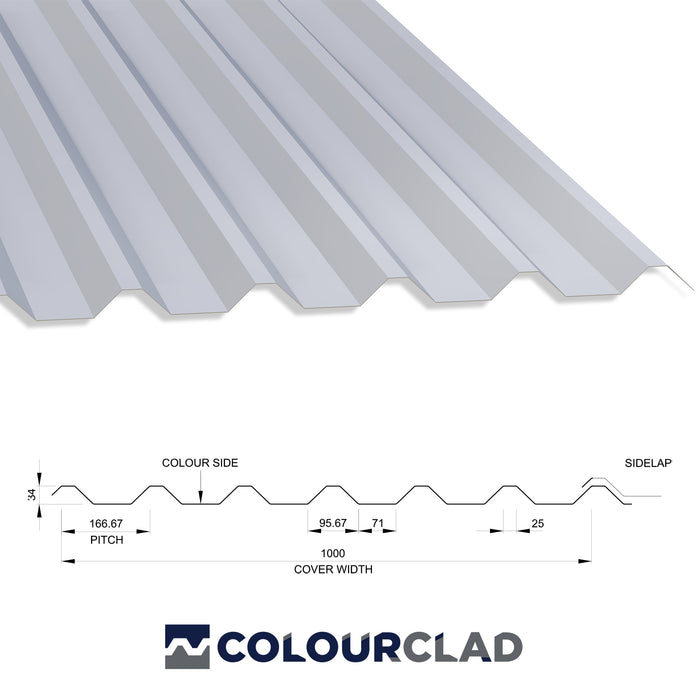 34/1000 Box Profile 0.7 PVC Plastisol Coated Roof Sheet White (00E55) 1000mm Width With Anticon